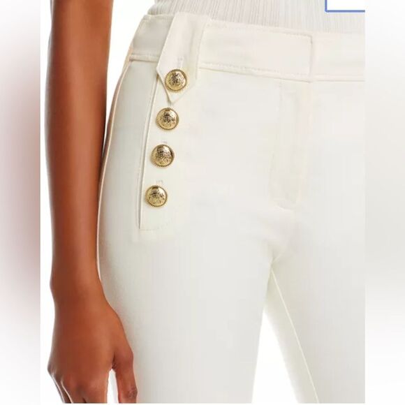 $365 Derek Lam 10 Crosby white gold button flare pants New - Picture 3 of 11